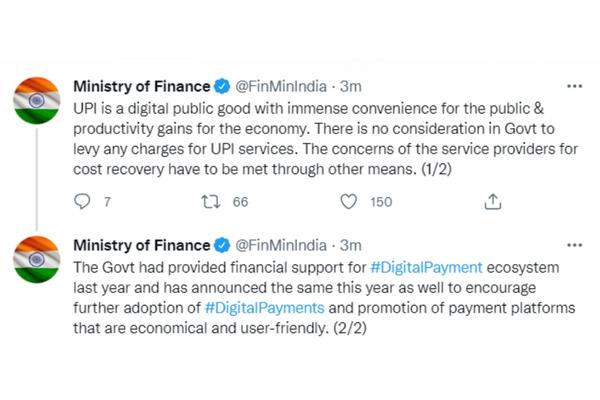 The tweet by Finance Ministry clarifying the guidelines